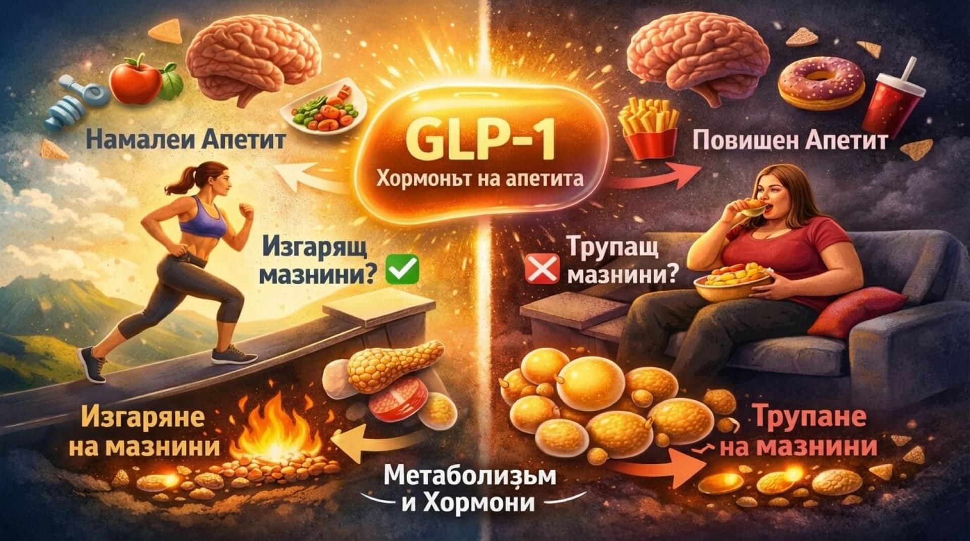 GLP-1 И КОНТРОЛЪТ НА АПЕТИТА: КАК ТЯЛОТО РЕШАВА ДАЛИ ДА ИЗГАРЯШ МАЗНИНИ ИЛИ ДА ТРУПАШ